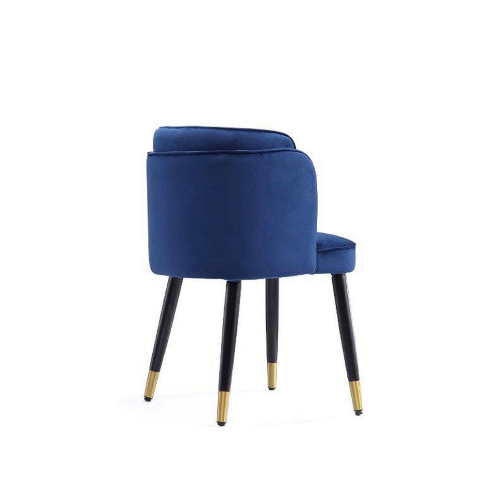 Royal Blue Velvet Upholstered Dining Chair with Gold Trim