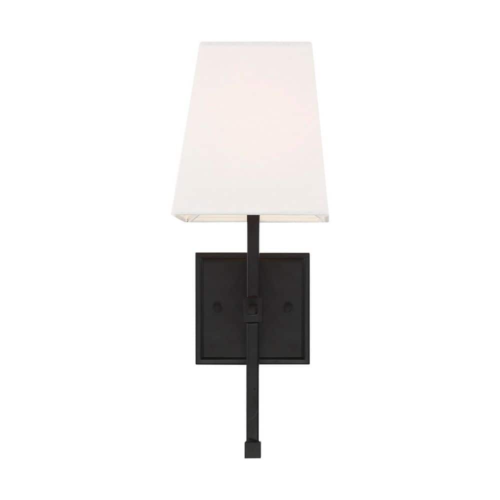 Highline 6 in. 1-Light Aged Bronze Vanity Light with White Linen Shade price history on PriceWatchPro
