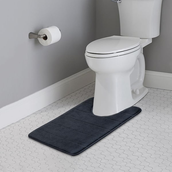 Betus U-Shaped Contour Memory Foam Toilet Mat Washroom Rug 16x24 Black