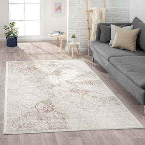 Faye Brown/Cream 7 ft. 5 in. x 9 ft. 5 in. Oriental Polyester Area Rug