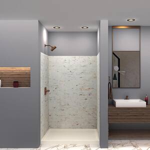 SaraMar 36 in. x 48 in. x 72 in. 3-Piece Easy Up Adhesive Alcove Shower Wall Surround in Biscotti Marble