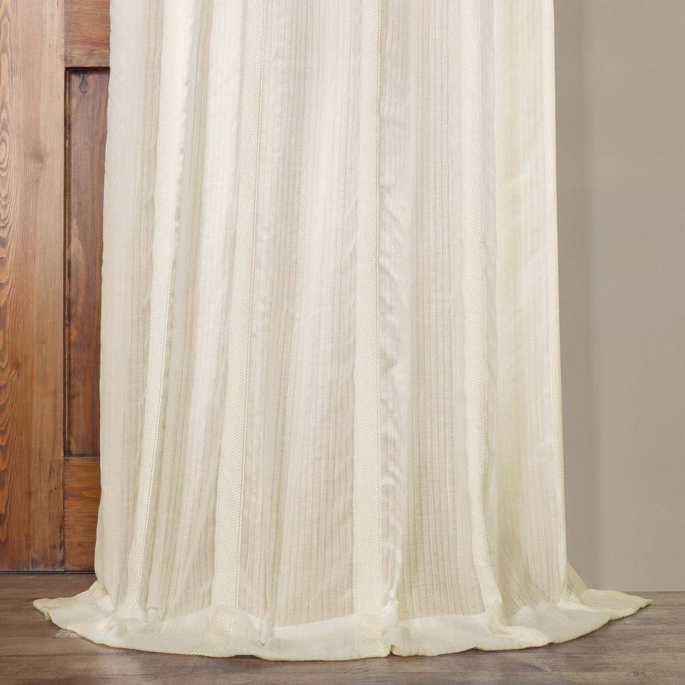 Antigua Off White Linen Blend Sheer Curtain Panel 50" x 84"