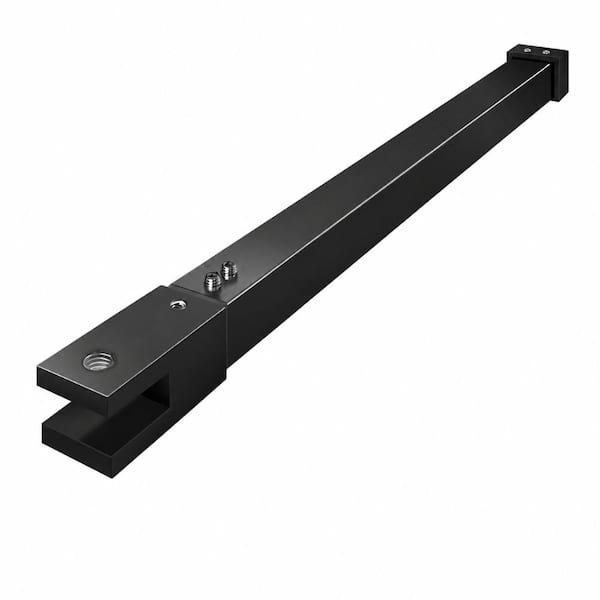 Adjustable Stainless Ceiling-to-Glass Shower Rod for Frameless Doors, 18 1/5 to 31 7/10 in, Matte Black