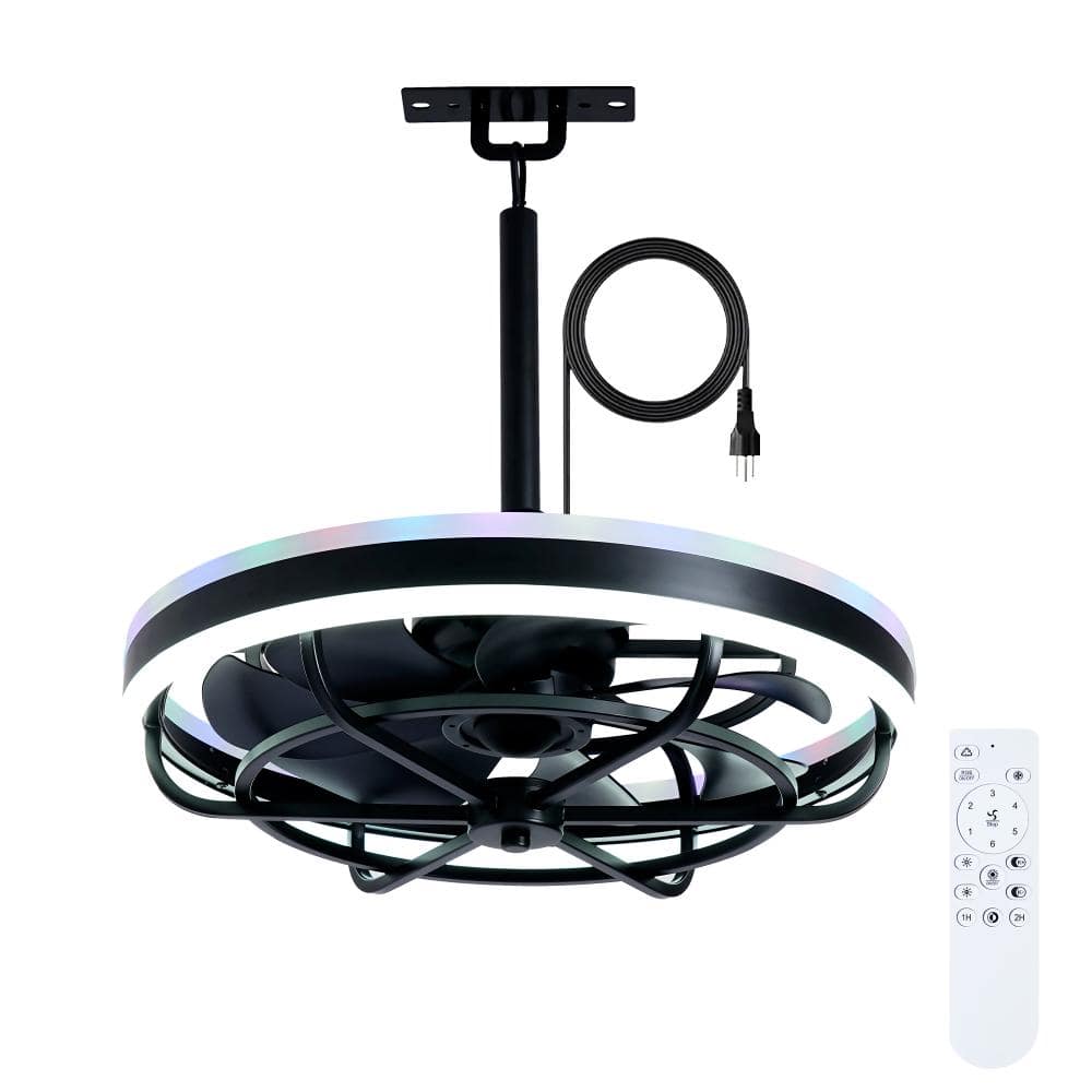 19.7 in. Outdoor/Indoor Quiet DC Motor Flush Mount Ceiling Fan LED Light with Remote Control 3000-6500K Dimmable, Black price history on PriceWatchPro