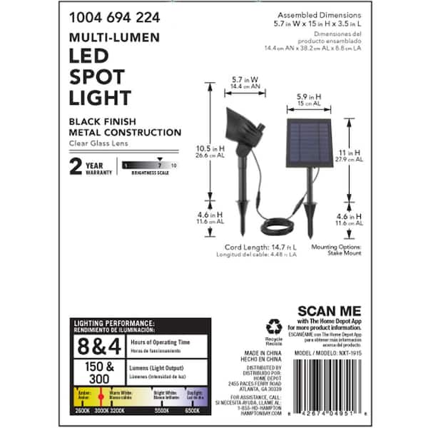 Solar Black LED 150-300 Lumen High-Low Metal Spotlight Solar Black LED 150-300 Lumen High-Low Metal Spotlight