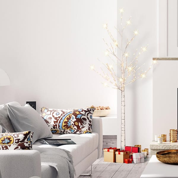 White Christmas Tree LED Square Pillow