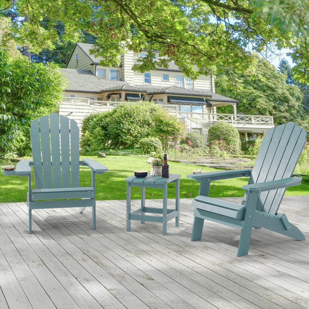 Sonkuki Lake Blue Outdoor Plastic Folding Adirondack Chair Patio Fire