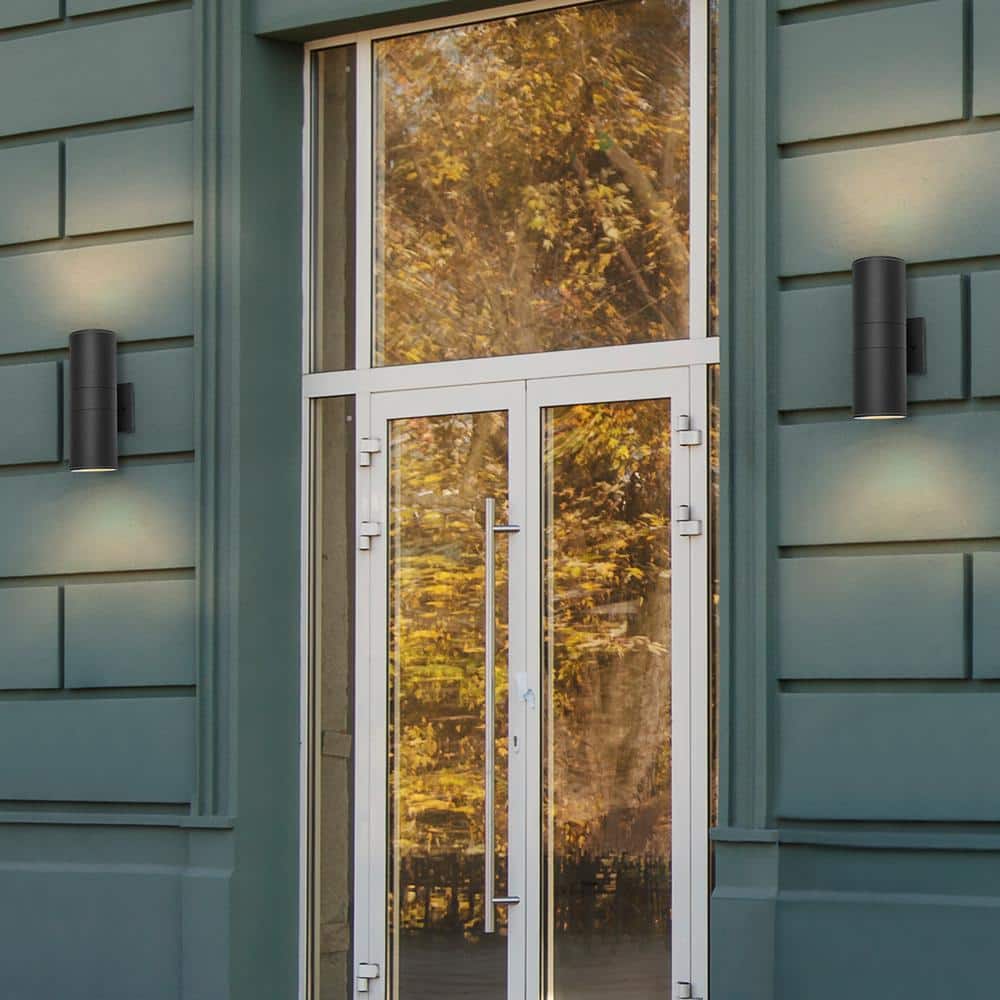 Elegant Black Aluminum LED Outdoor Wall Sconce, 24W Warm White Light