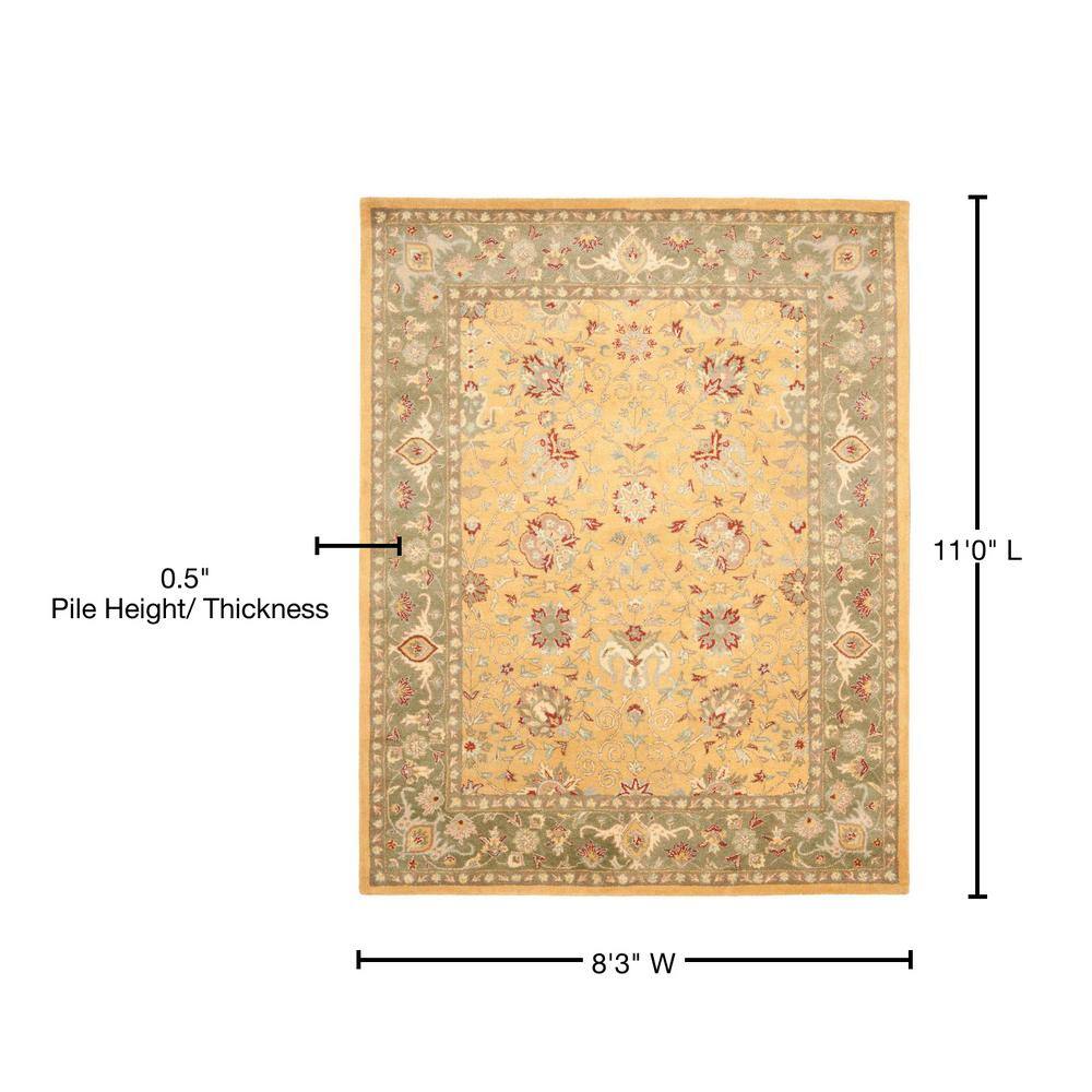 Elegant Gold Hand-Tufted Wool Area Rug - 8'3" x 11'