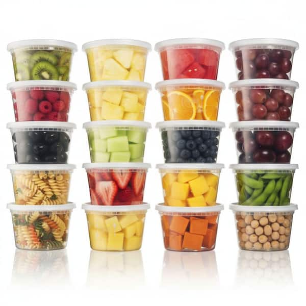 PERFECT SETTINGS 16 oz. Clear Plastic Food Storage Deli Containers with Lids (40-Pack)