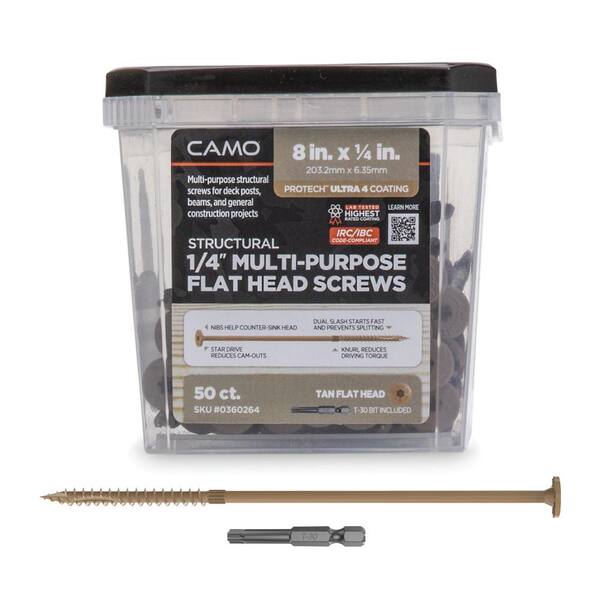 CAMO 1/4 in. x 8 in. Star Drive Flat Head Multi-Purpose Structural Wood ...