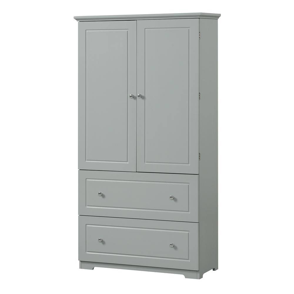32.6 in. W x 13 in. D x 62.3 in. H Gray Wide Bathroom Storage Linen Cabinet with 2 Doors, 2 Drawers, Adjustable Shelf price history on PriceWatchPro