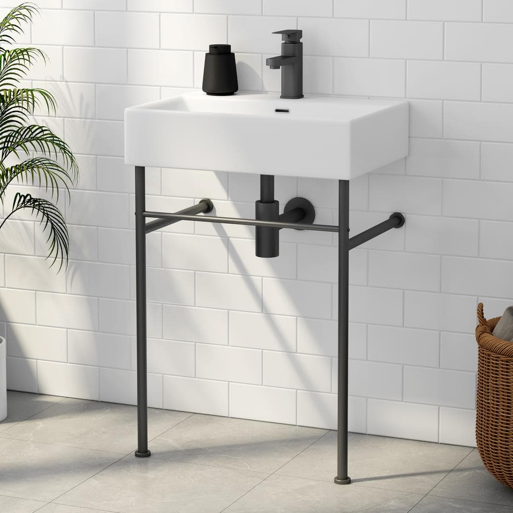 Turner 24" Matte Black Ceramic Wall-Mount Console Sink