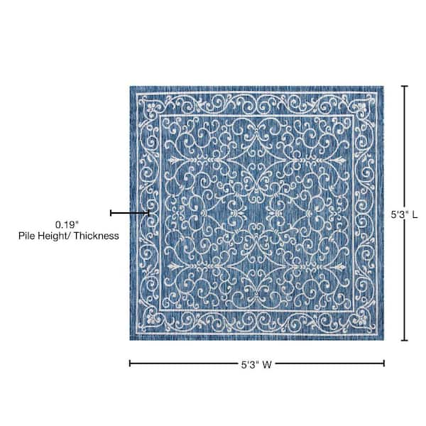 Jonathan Y Charleston Vintage Filigree Textured Weave Indoor/Outdoor Teal/Gray 3 ft. x 5 ft. Area Rug