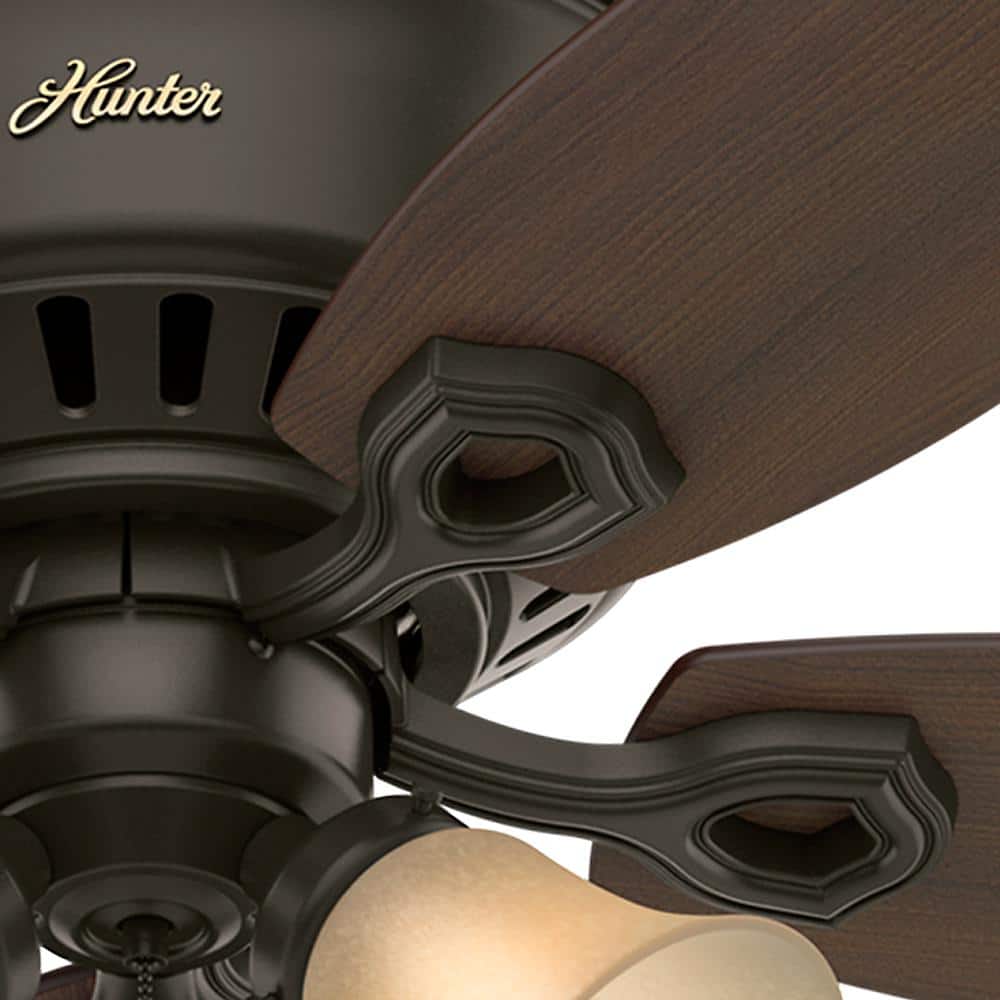 Hunter Low Profile 52" Bronze Ceiling Fan with LED Light and Remote Control