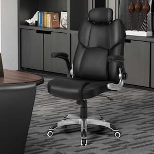Black Kneading Massage Chair Office Chair Height Adjustable Swivel Chair with Flip-up Armrests