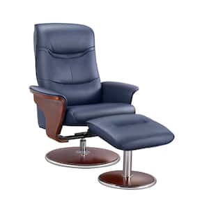Milano Blue Faux Leather Swivel Recliner