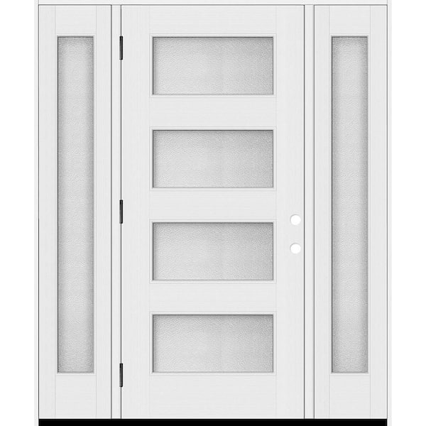 Palisade 68 in. x 80 in. 4L MicroGranite Impact Glass RHOS Unfinished Fiberglass Prehung Front Door w/Db-14in.SL6-9/16Jb