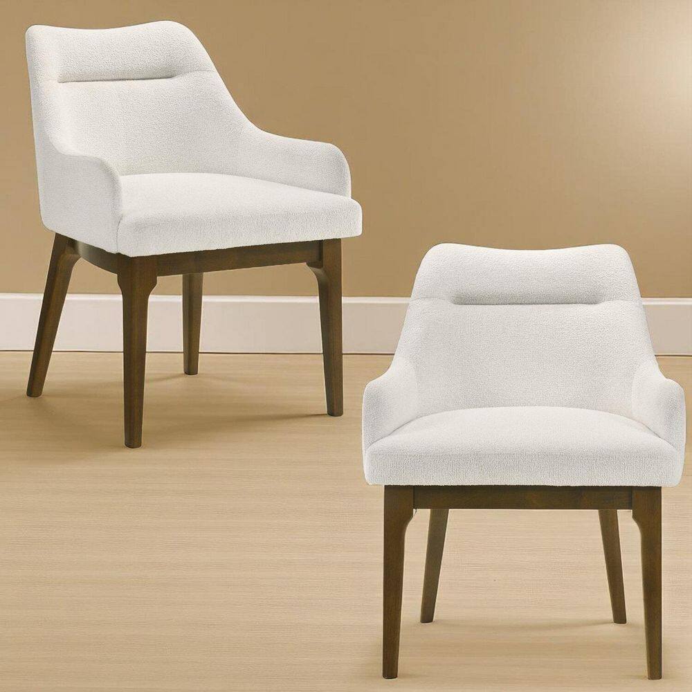 Dark Walnut Linen Side Chair Set of 2 with decor-enhancing accent chair for living or dining