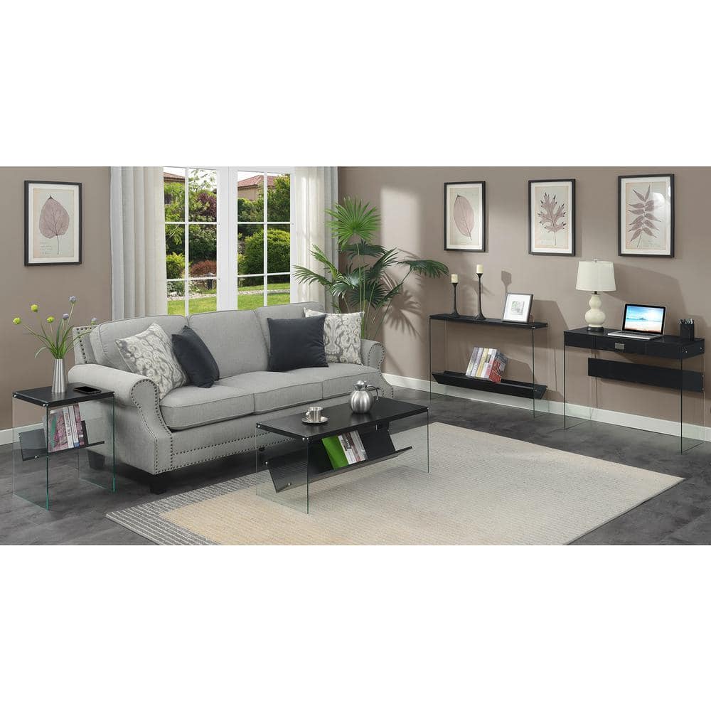Modern Rectangular Wood and Glass Coffee Table with Shelf