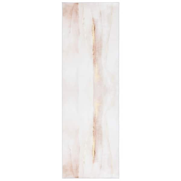 Malibu Beige/Gold 3 ft. x 8 ft. Machine Washable Modern Abstract Runner Rug