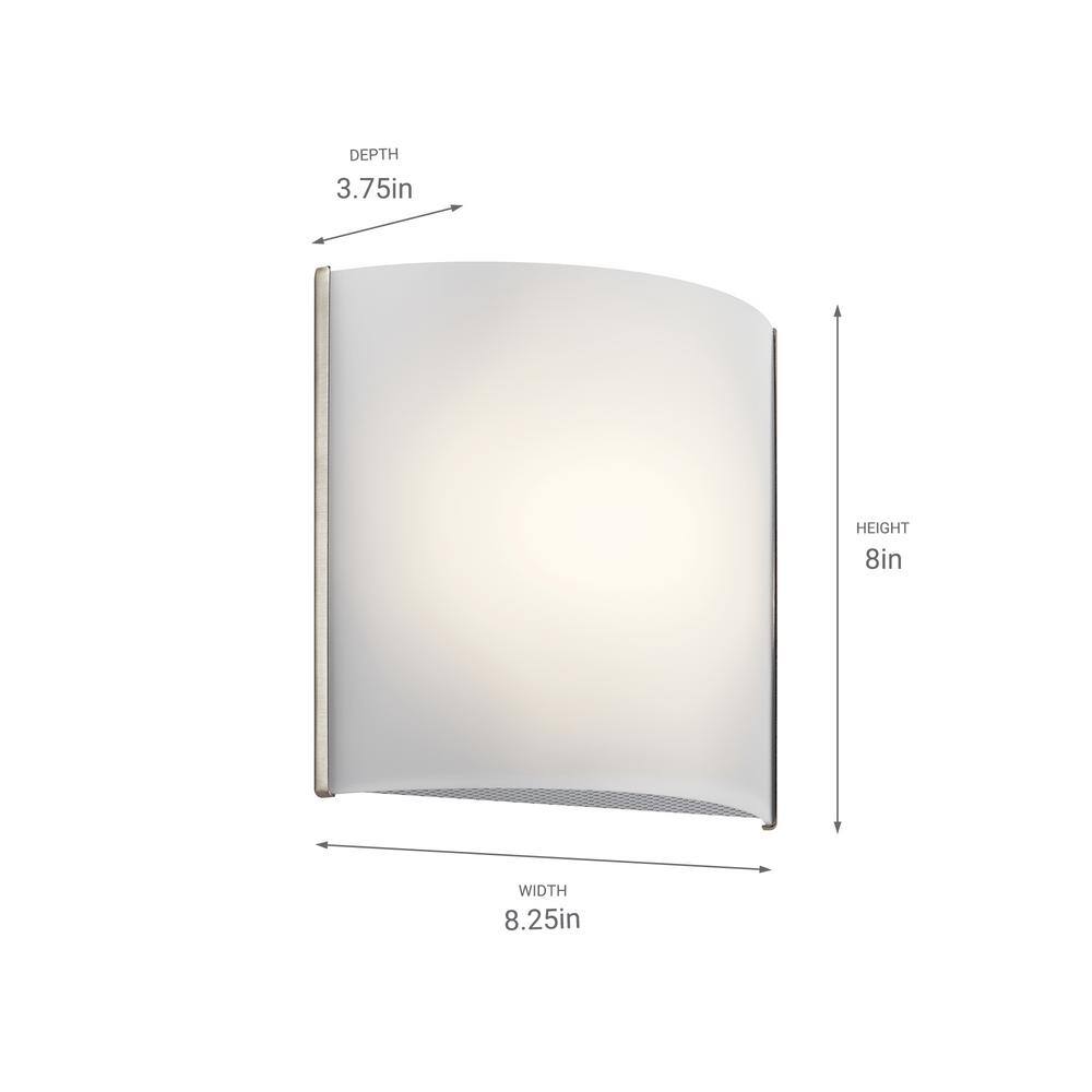 Transitional Brushed Nickel 8'' LED Wall Sconce with White Shade