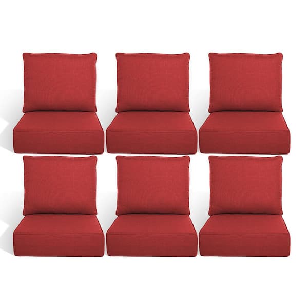 Duraolex 22 in. W x 24 in. D x 6 in. Thick 12-Piece Deep Seating Outdoor Lounge Chair Olefin Cushion, Red