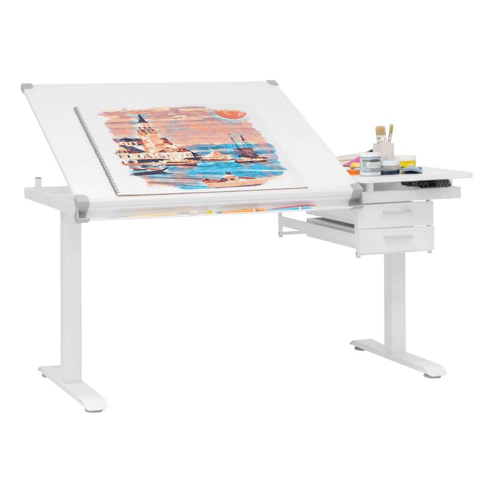 Studio Designs Graphix ELift 58 in. Rectangular White Metal and