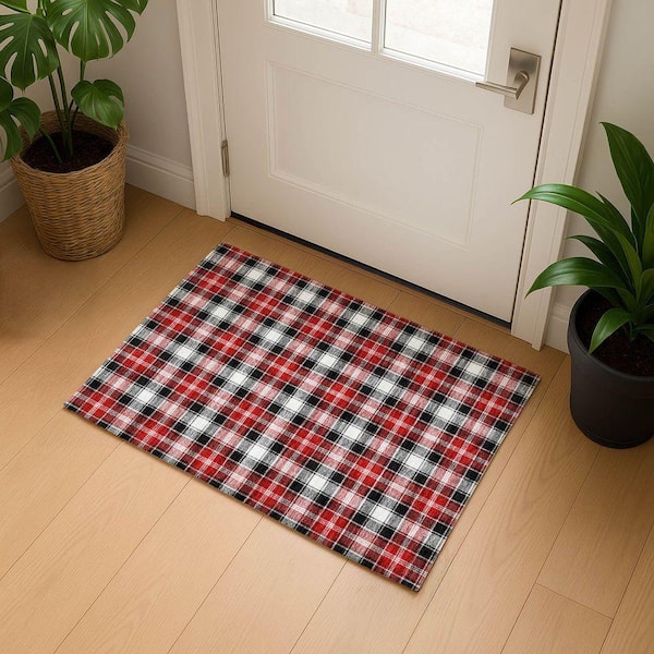 Mayfield Premium Machine Washable Abstract AMF1817 Black 2 ft. x 3 ft. Area Rug