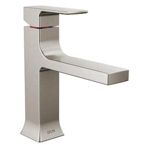 Velum Single Handle Single Hole Bathroom Faucet with Deckplate Included and Drain Kit Included in Stainless