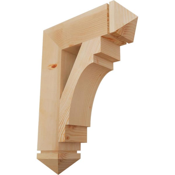 Ekena Millwork 5.5 in. x 30 in. x 22 in. Douglas Fir Merced Arts and Crafts Smooth Bracket