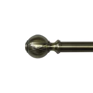 36 in- 72 in. Adjustable 1 in. Single Curtain Rod in Antique Bronze with Striped Ball Finial