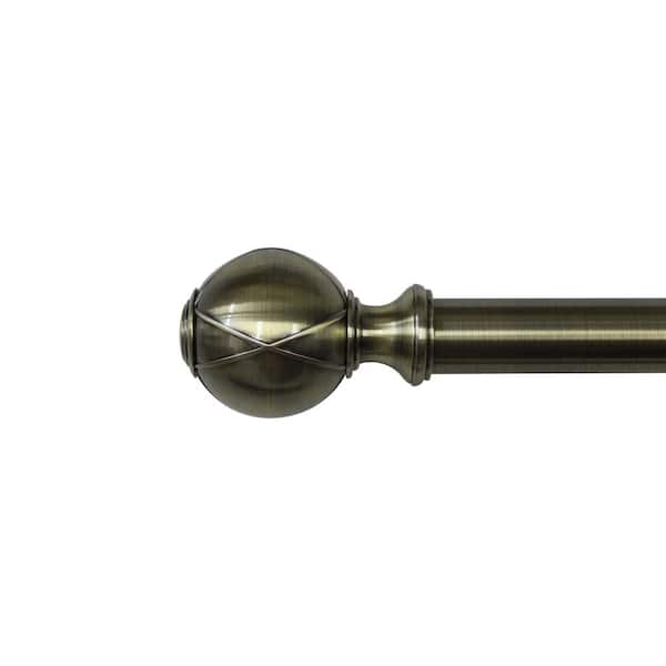 Unbranded 36 in- 72 in. Adjustable 1 in. Single Curtain Rod in Antique Bronze with Striped Ball Finial