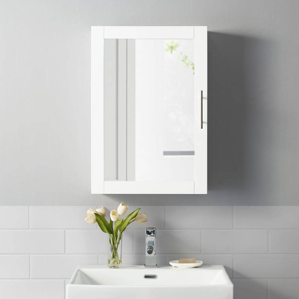 Savannah White Flush Mount Mirrored Bathroom Wall Cabinet