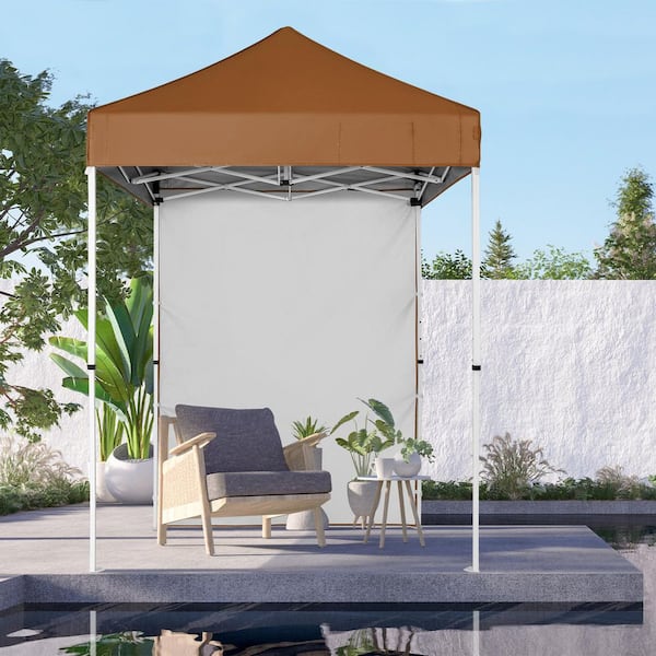 5 ft. x 5 ft. Khaki Pop Up Canopy Tent with Carry Bag, Removable Sidewall and Mesh Pocket, Instant Shelter Tent