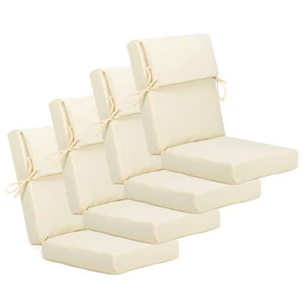 Aoodor 20.5 in. x 20.5 in. Outdoor High Back Chair Cushion with Adjustable Buckles and Ties in Beige (4-Pack)