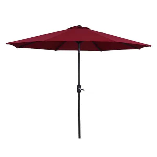 Unbranded 9 ft. Aluminum Market Outdoor Patio Umbrella in Red with Crank Lift