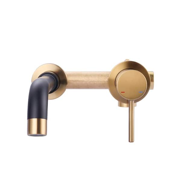 ALEASHA Single Handle Wall Mounted Bathroom Sink Faucet in Gold and Black