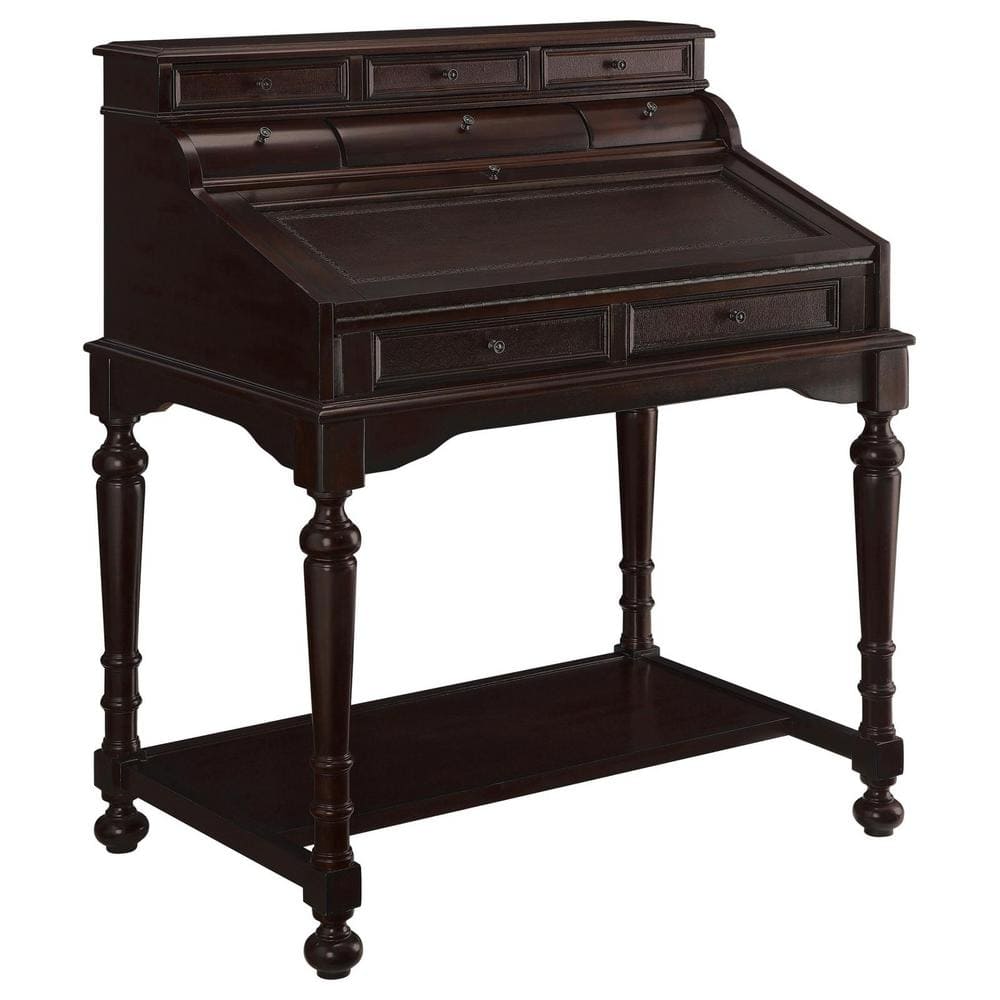 Coaster Milo 10drawer Secretary Desk Warm Brown 800772 The Home Depot