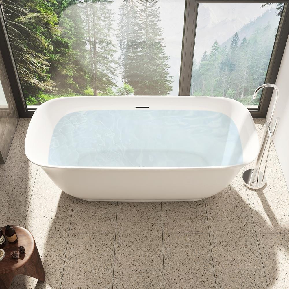 Sarnia 67" Glossy White Freestanding Acrylic Soaking Bathtub