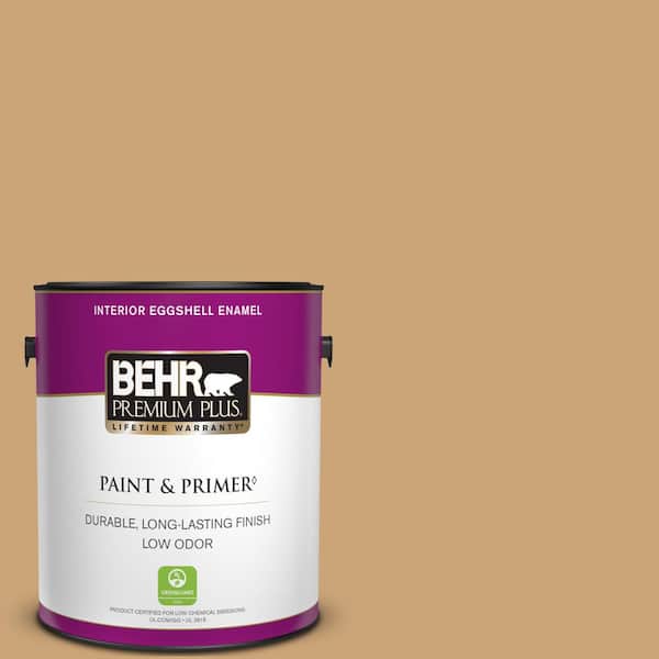 BEHR PREMIUM PLUS 1 gal. Home Decorators Collection #HDC-AC-13 Butter Nut Eggshell Enamel Low Odor Interior Paint & Primer