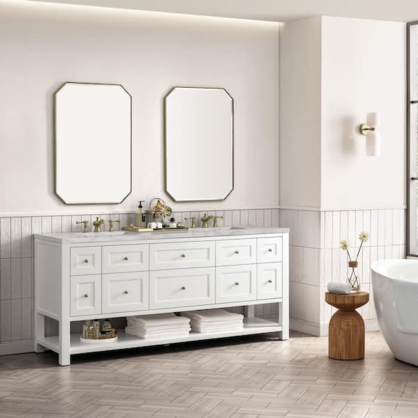 Breckenridge 72.0 in. W x 23.5 in. D x 34.2 in. H Double Bath Vanity in Bright White with Victorian Silver Quartz Top
