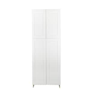 Ready to Assemble 30x90x24 in. Shaker 4 Door Wall Pantry with Shelves in White