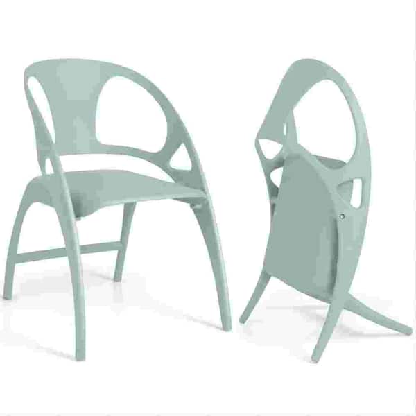 Angel Sar Green Folding Modern PP Outdoor Dining Chair (Set of 2)