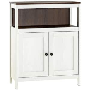 Modern 23.5 in. W x11.75 in. D x 30 in. D H Freestanding White and Walnut Linen Cabinet