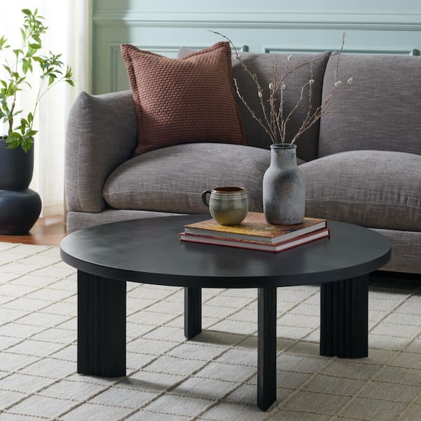 Basilio 35.5 in. Black Round Wood Coffee Table