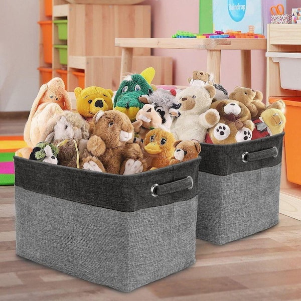 Sorbus 15 in. H x 10 in. W x 9 in. D Black Grey Fabric Cube
