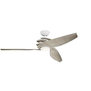 Spyra 62 in. Integrated LED Indoor Matte White Downrod Mount Ceiling Fan with Light Kit and Wall Control