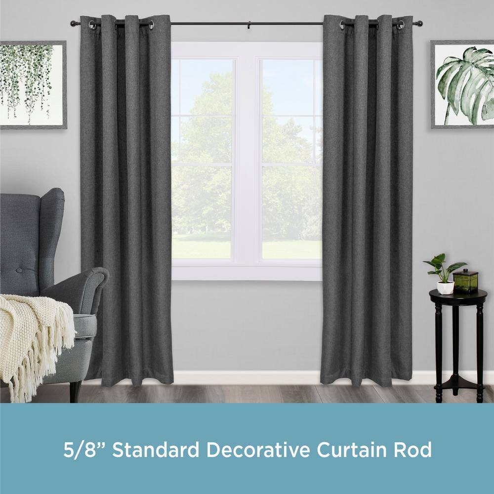 Adjustable Black Steel Window Curtain Rod with Ball Finials