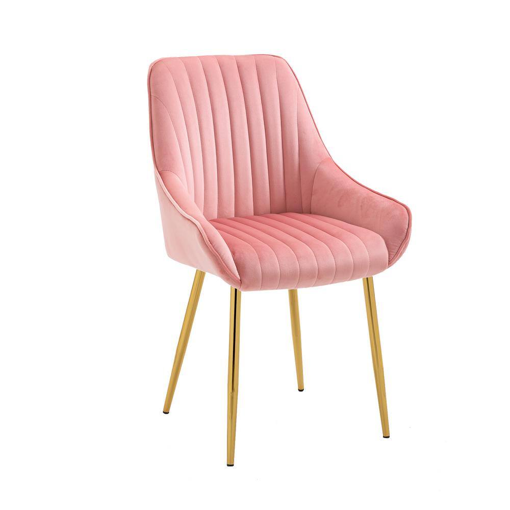 VERYKE Pink Velvet Dining Chairs with Arms and Metal Legs YBW39540827